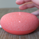Two additional LEDs illuminate on either side of the Nest Mini when a hand gets near, indicating where a user can tap to make manual volume adjustments.